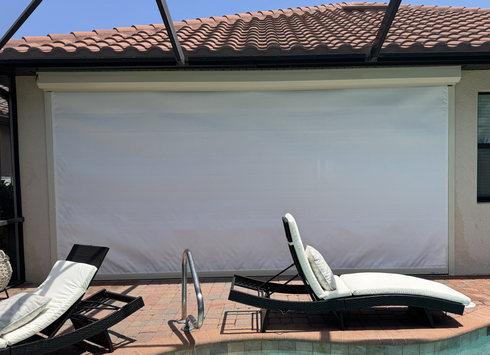 Bug screen roll-down shutter poolside Cat 5 Protection SWFL