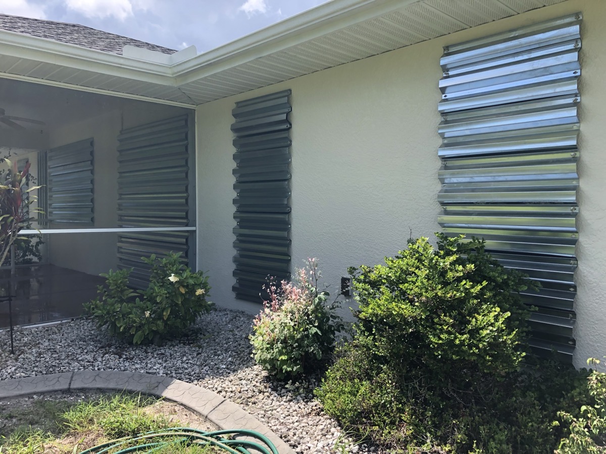 Storm panel shutters installed on Florida home